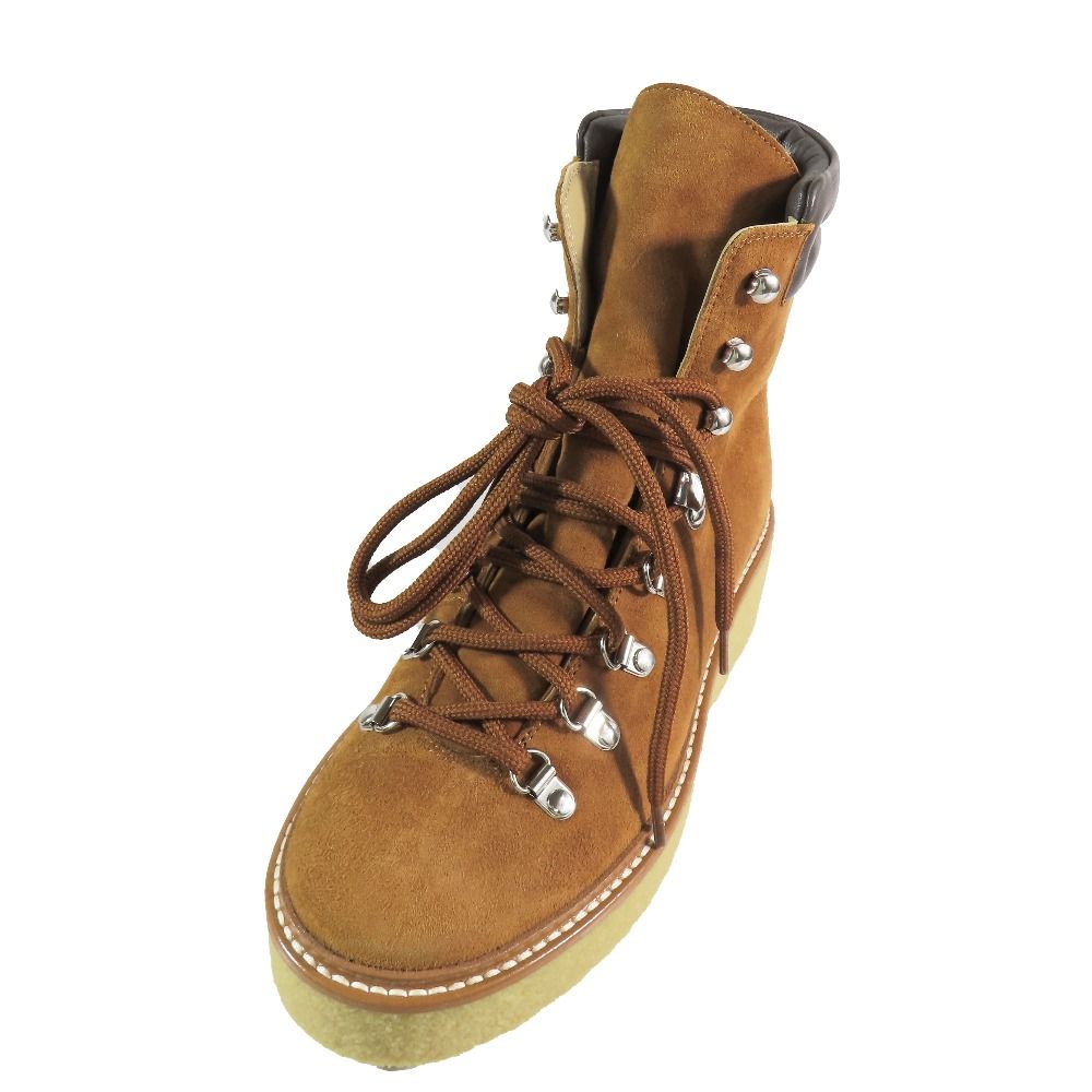 Hermes Discovery Ankle Boots Suede Leather Lace Up Shoes Brown — view 4