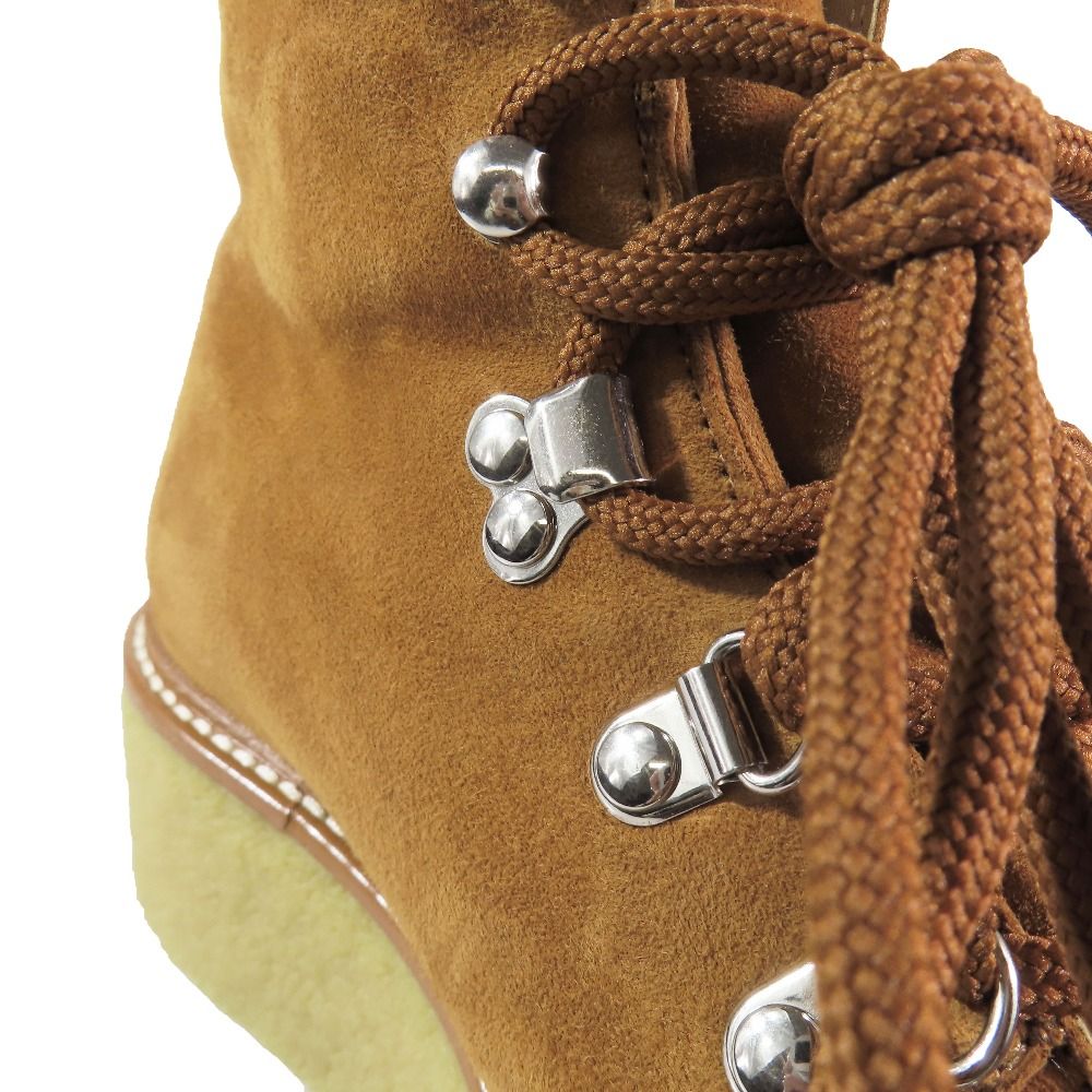 Hermes Discovery Ankle Boots Suede Leather Lace Up Shoes Brown — view 8
