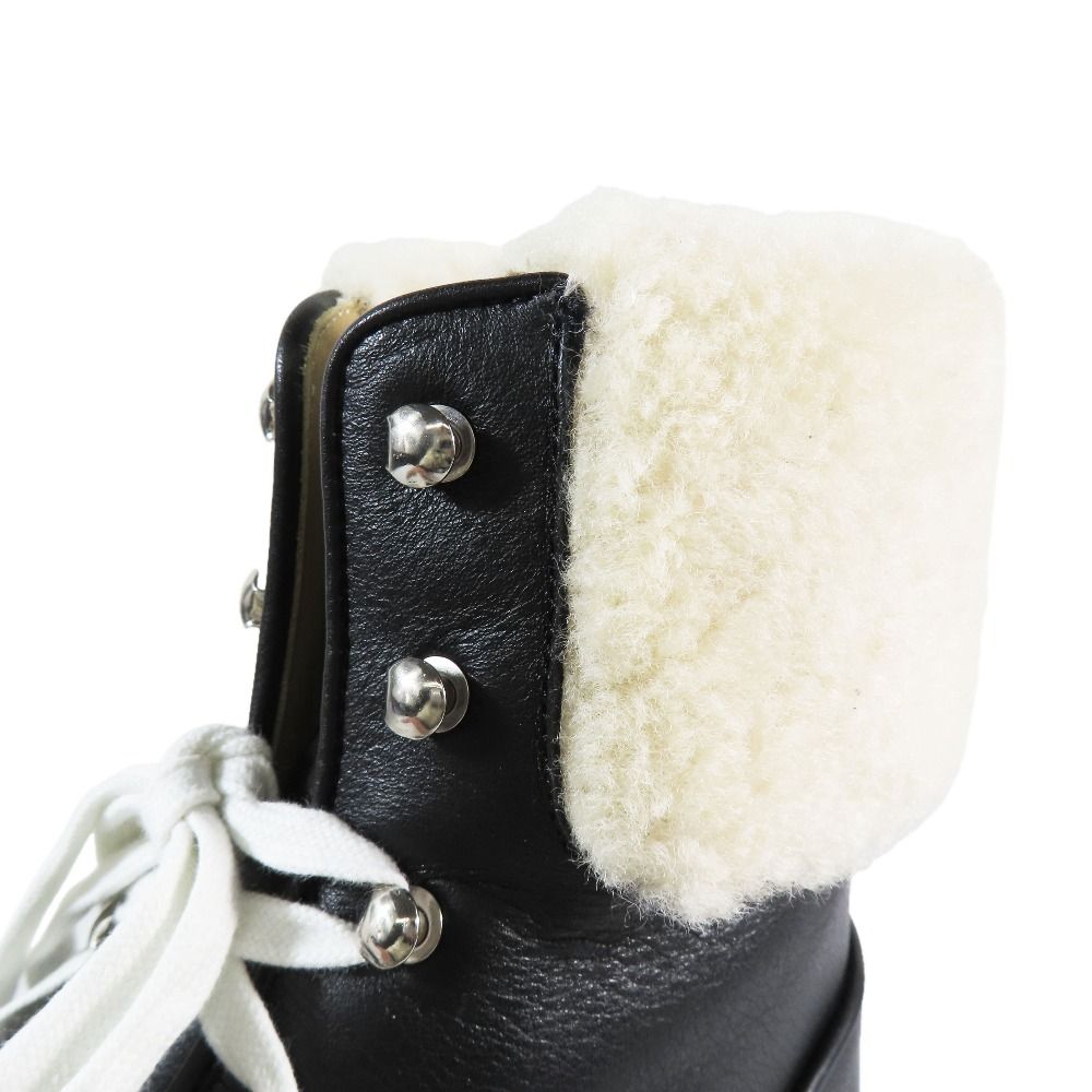 Hermes Flocon Ankle Shearling Boa Short Boots Sneakers Shoes Black — view 7