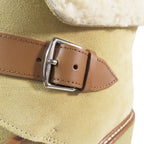 Hermes Suede Leather Shearling Short Boots Platform Belt Shoes Beige — view 9