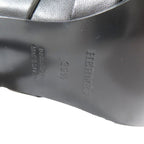 Hermes Hanna 95 Chene Gourmet Motif Leather Sandals Shoes Black — view 8