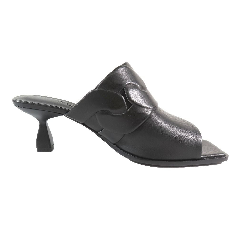 Hermes Hanna 95 Chene Gourmet Motif Leather Sandals Shoes Black — view 2