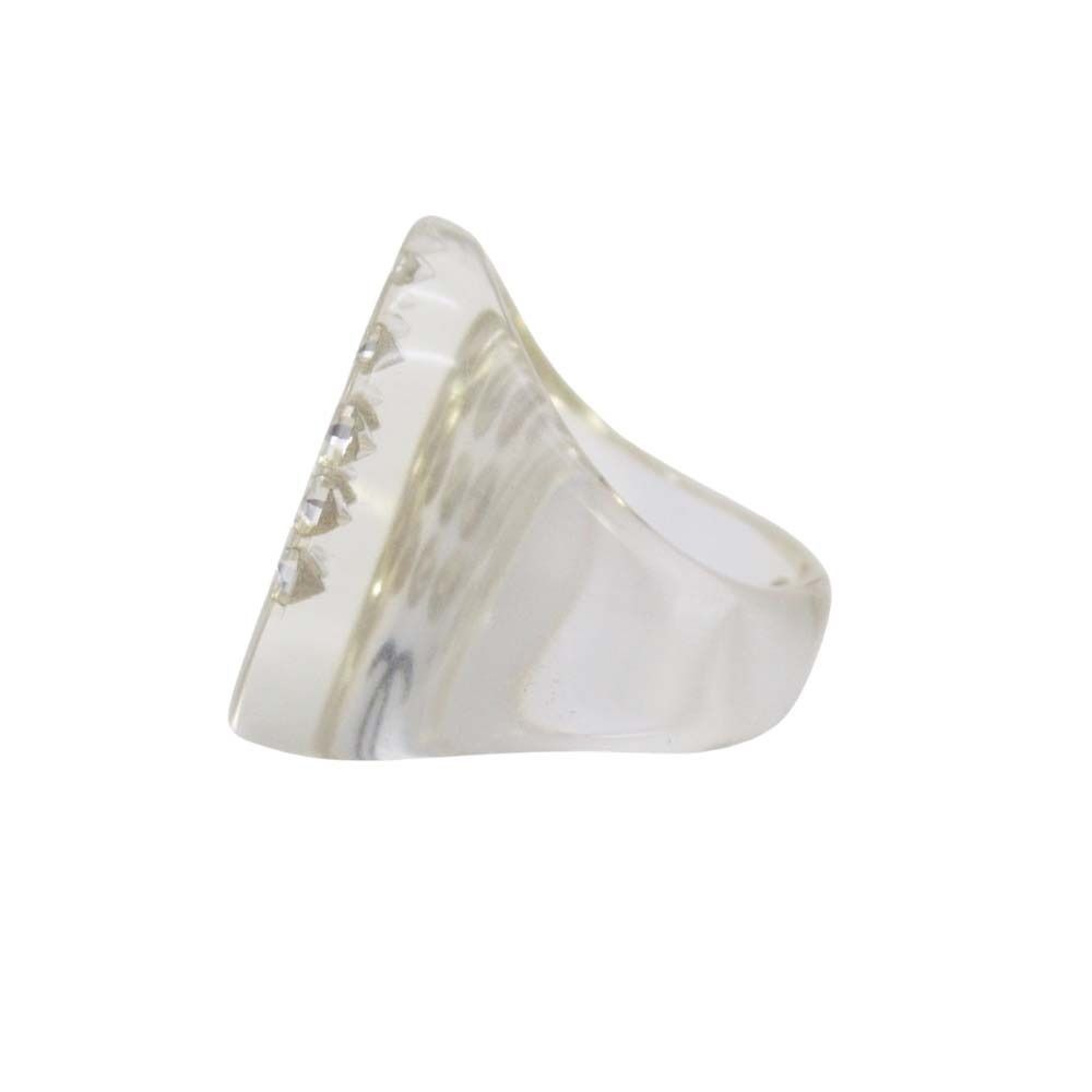 Chanel Vintage Rhinestone CC Logo Clear Round Ring Transparent — view 3