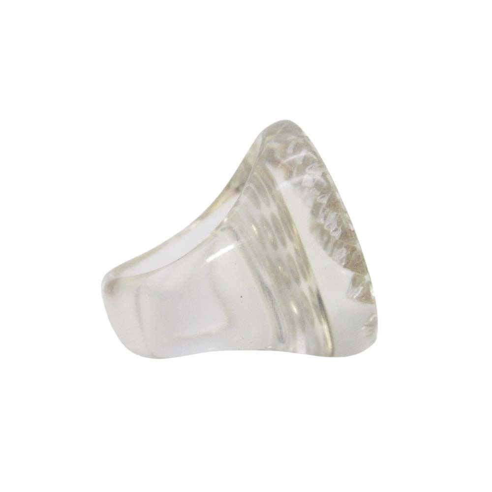 Chanel Vintage Rhinestone CC Logo Clear Round Ring Transparent — view 5