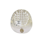 Chanel Vintage Rhinestone CC Logo Clear Round Ring Transparent — view 4