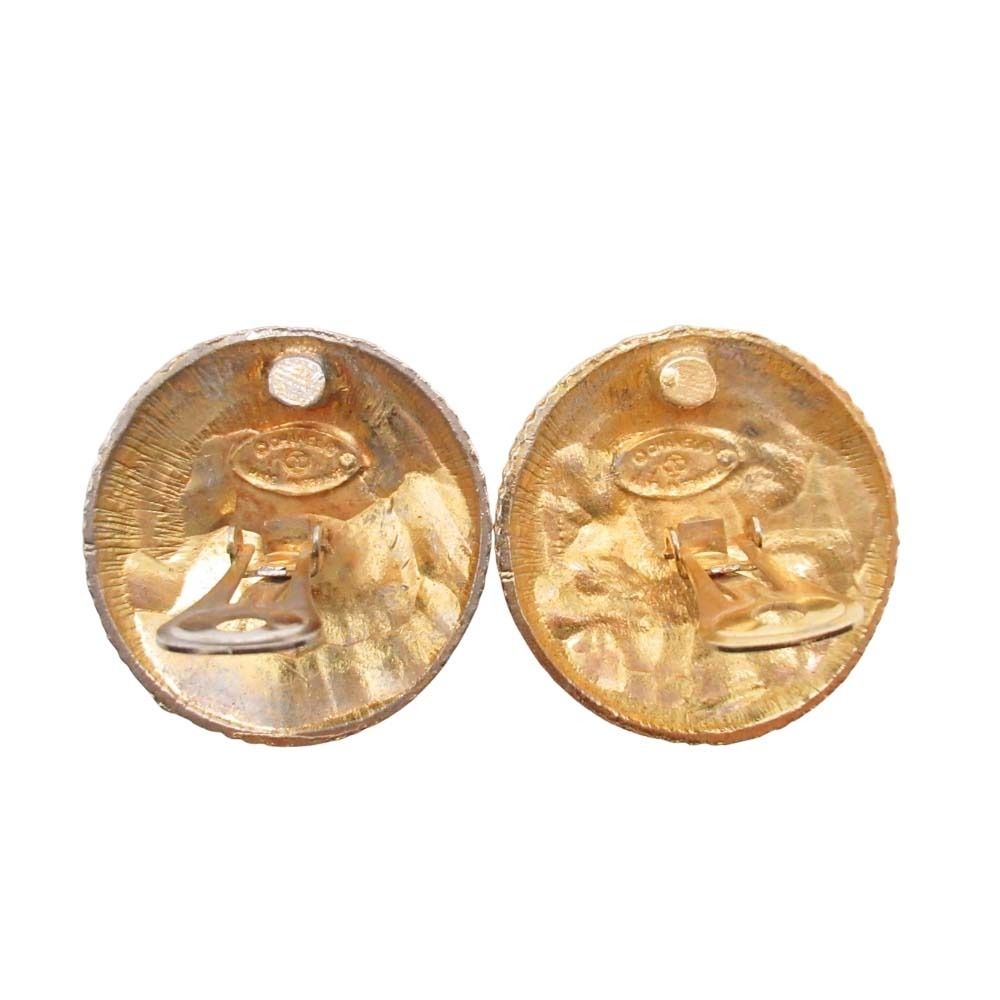 Chanel Vintage Coco Logo Circle Earrings Large Round — view 3