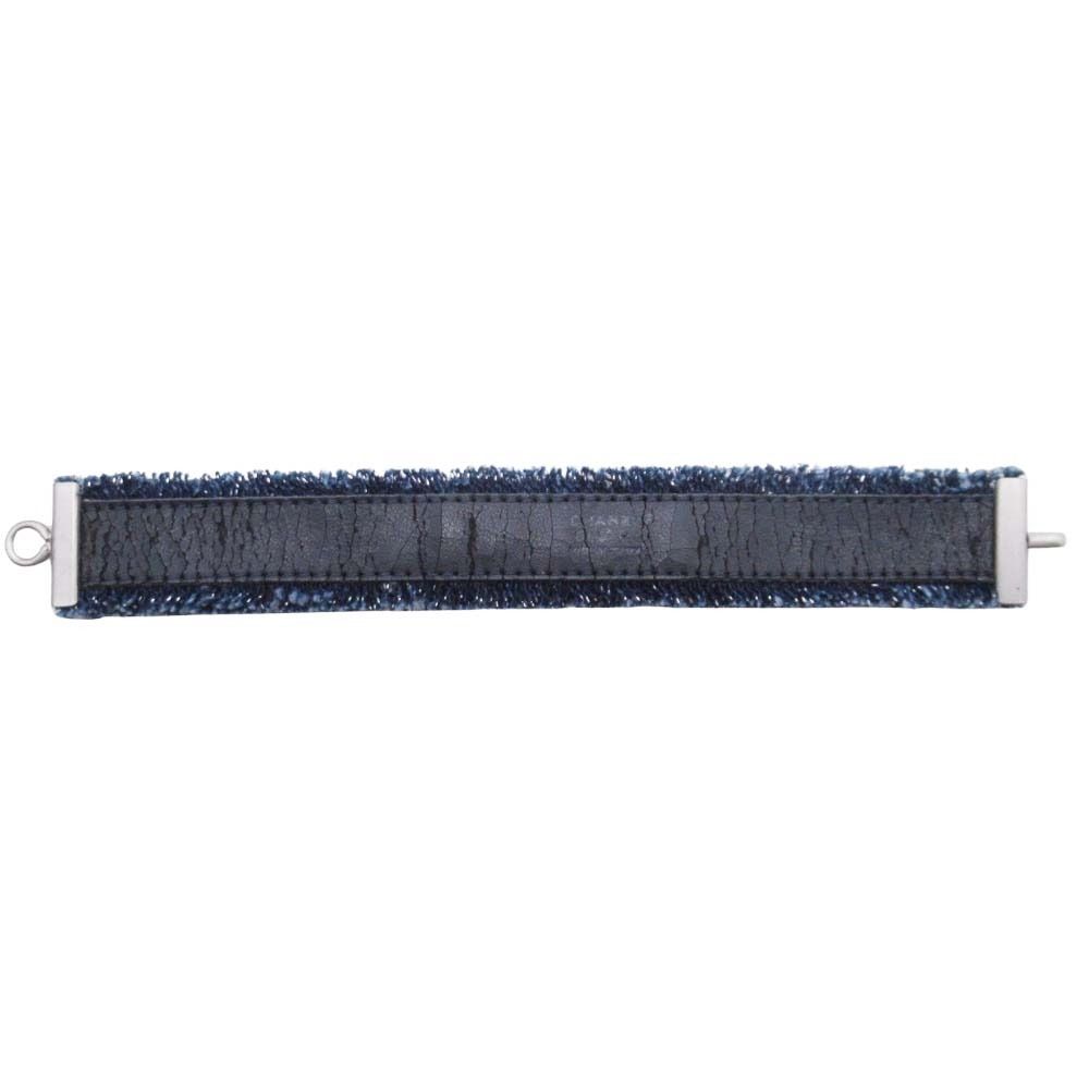 Chanel Vintage Cutoff Denim Bracelet Logo Bangle Indigo Silver — view 3