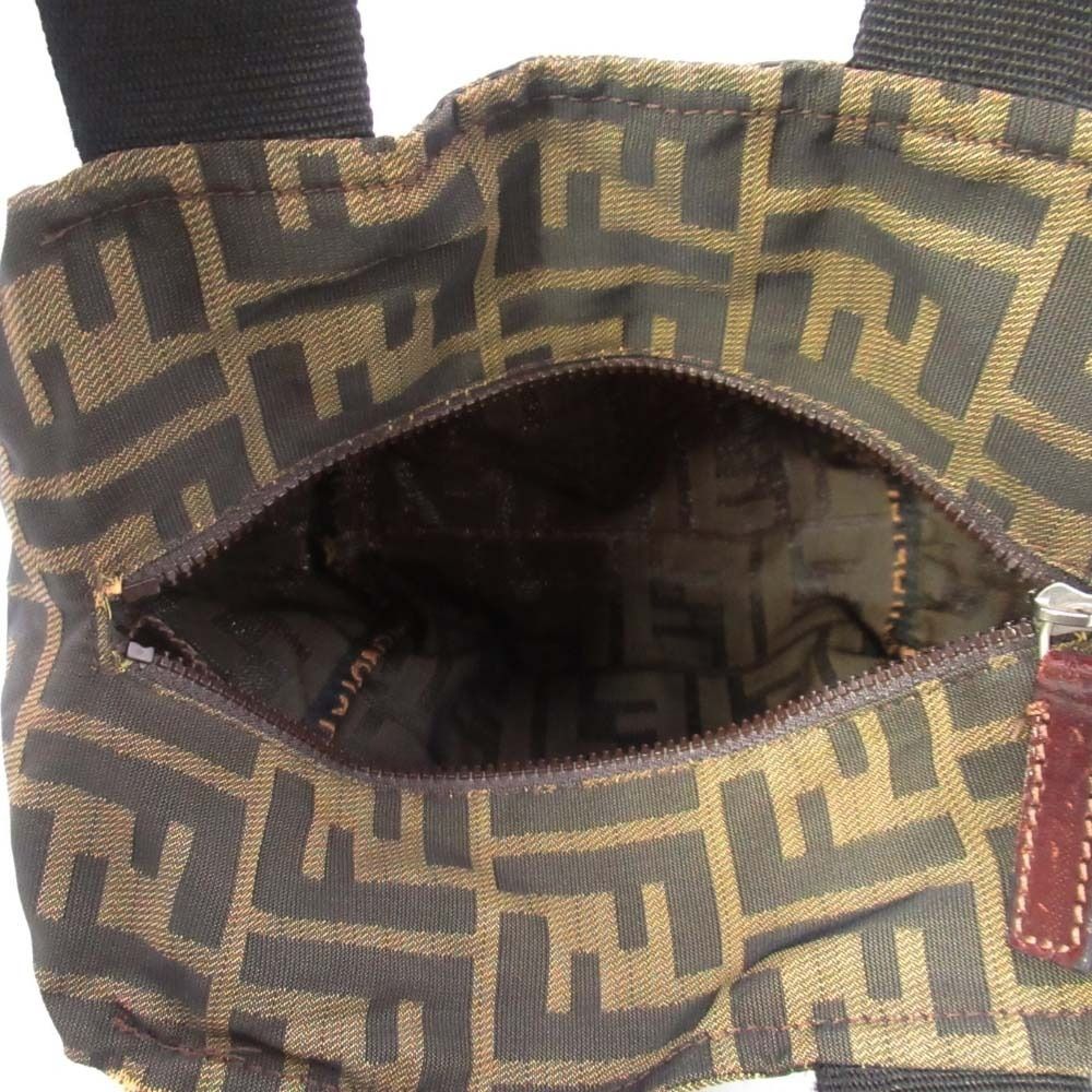 Fendi Vintage Zucca Pattern Mini Handbag FF Logo All Purse Brown — view 5