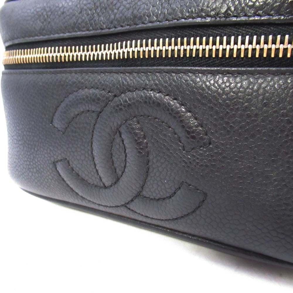 Chanel Vintage Caviar Leather Vanity CC Logo Stitch Side Pouch — view 8