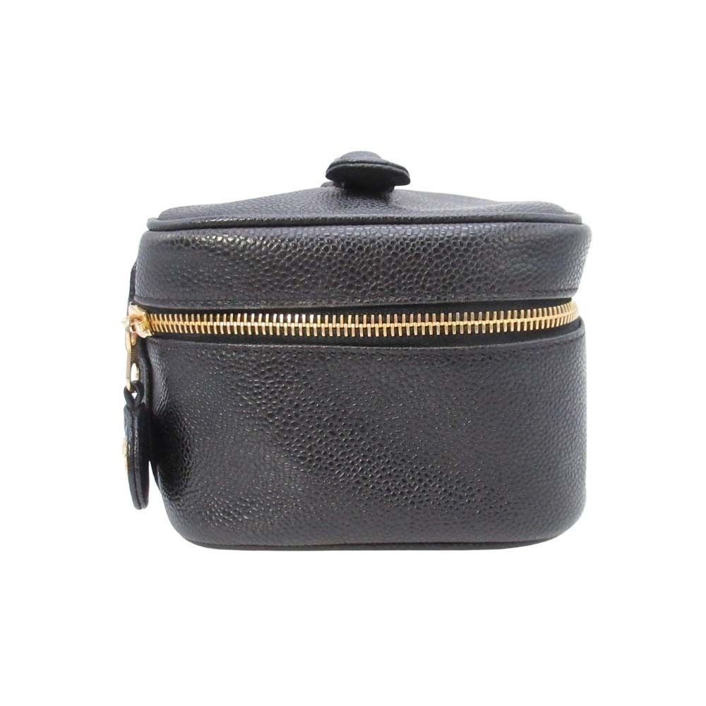 Chanel Vintage Caviar Leather Vanity CC Logo Stitch Side Pouch — view 4