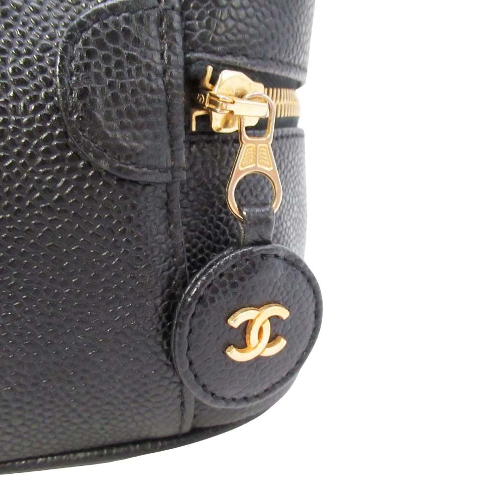 Chanel Vintage Caviar Leather Vanity CC Logo Stitch Side Pouch — view 9