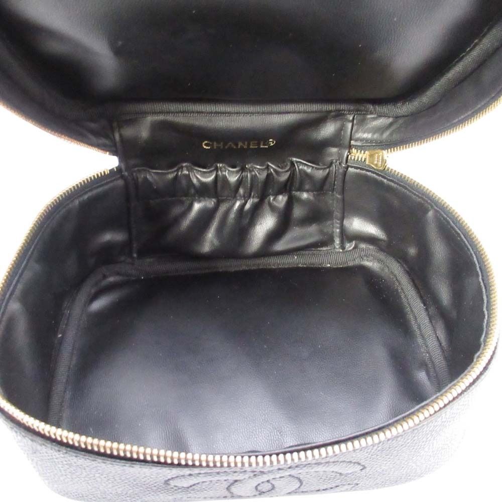 Chanel Vintage Caviar Leather Vanity CC Logo Stitch Side Pouch — view 7