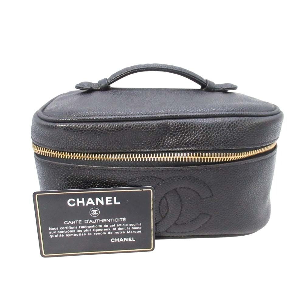 Chanel Vintage Caviar Leather Vanity CC Logo Stitch Side Pouch — view 8