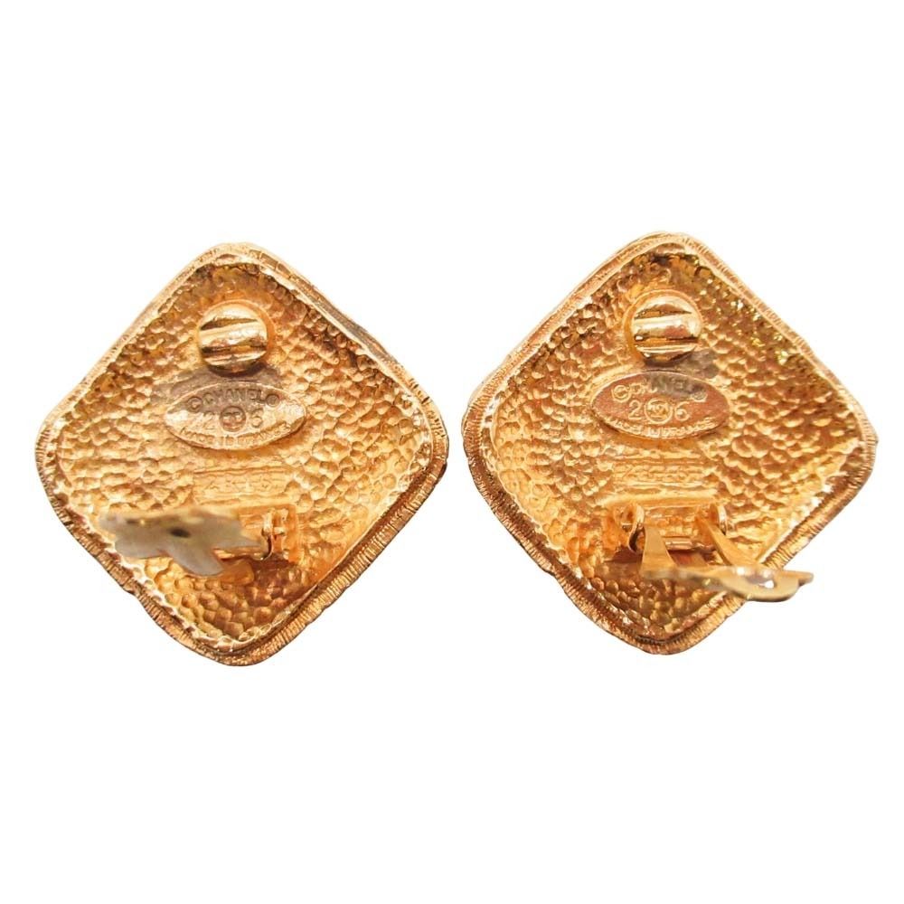 Chanel Vintage Gripoix Earrings Costume Gold Green — view 3