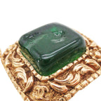 Chanel Vintage Gripoix Earrings Costume Gold Green — view 7
