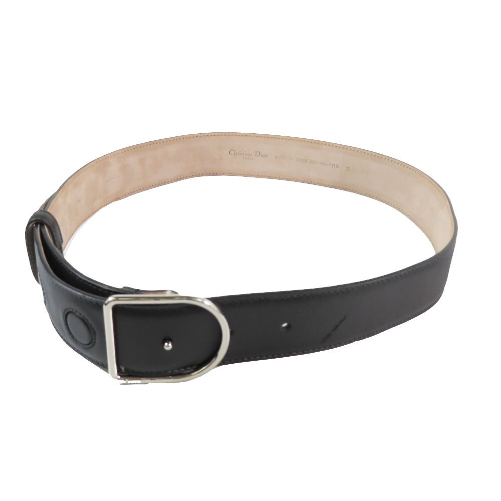 Dior Dlogo Buckle Leather Belt Black Silver — view 2