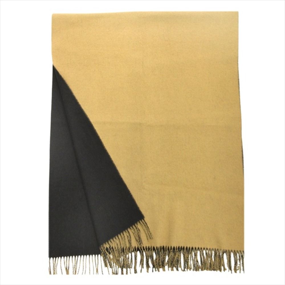 Hermes Double Face Cashmere Reversible Large Shawl Scarf Black Beige — view 2