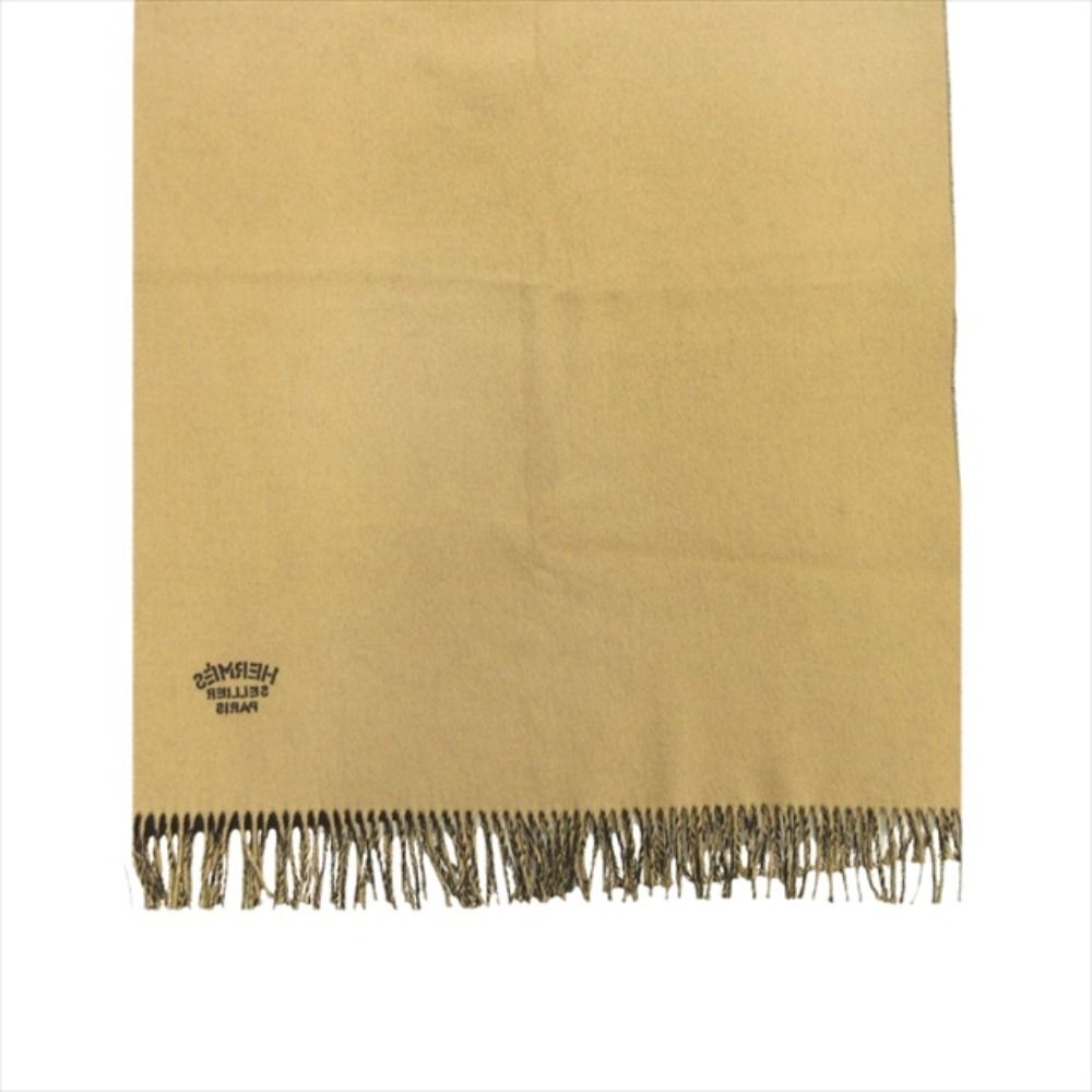 Hermes Double Face Cashmere Reversible Large Shawl Scarf Black Beige — view 3