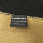 Hermes Double Face Cashmere Reversible Large Shawl Scarf Black Beige — view 6