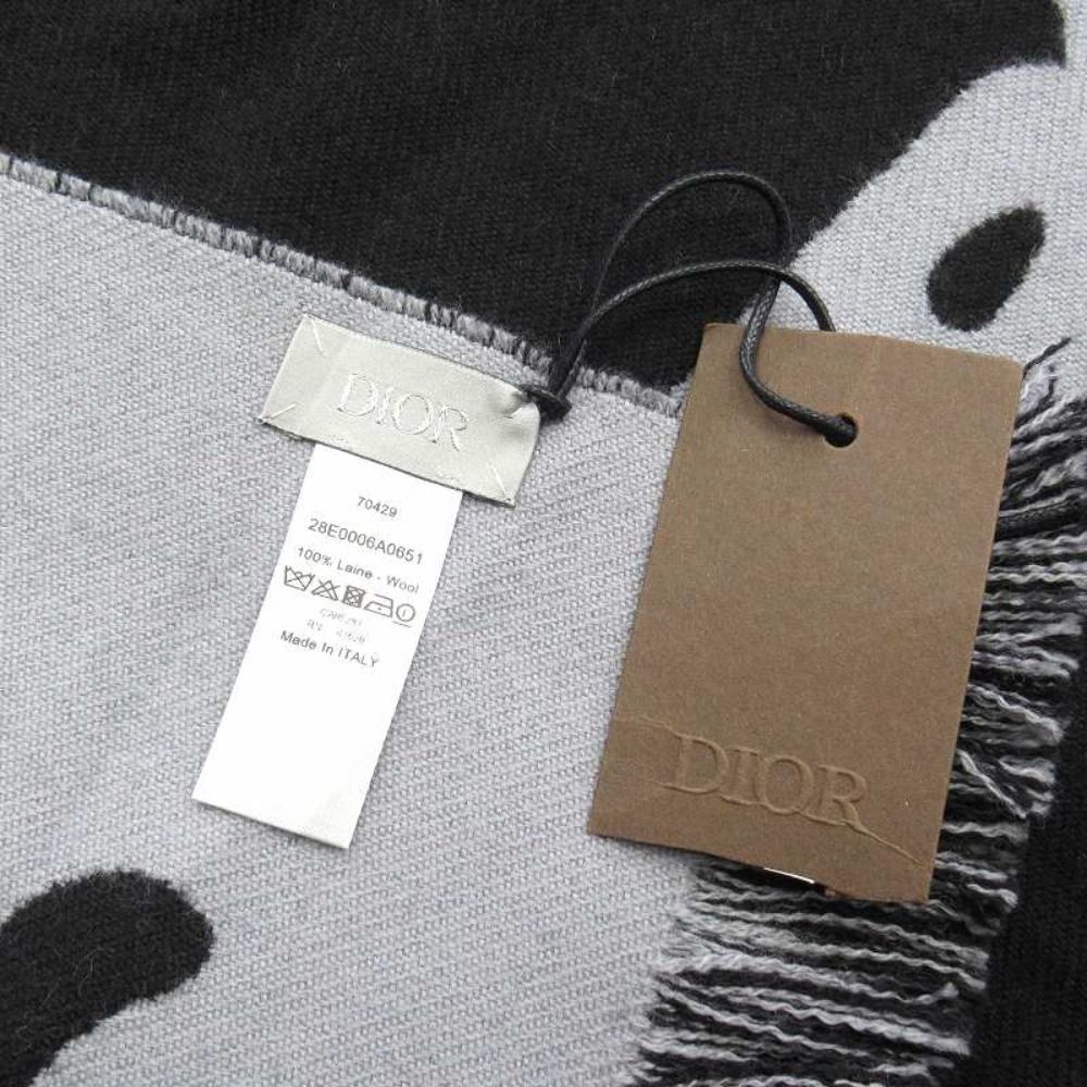 Dior Travis Scott Cactus Jack Wool Logo Scarf Black — view 8
