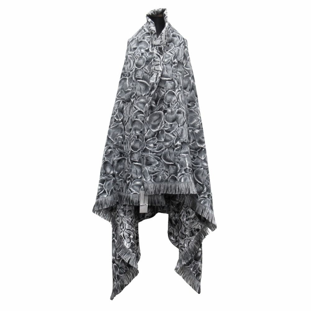 Dior Jardin All Over Pattern Throw Wool Large Shawl Logo Black Gray Scarf — view 4