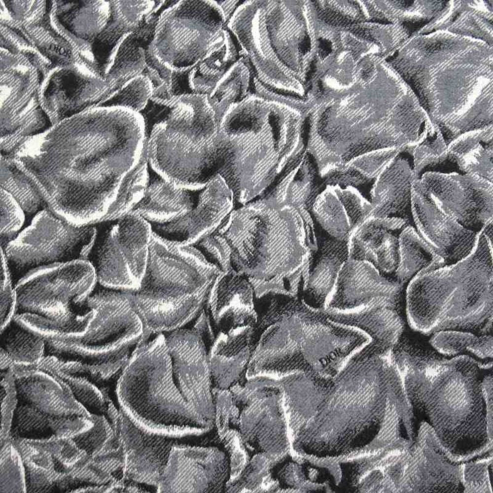 Dior Jardin All Over Pattern Throw Wool Large Shawl Logo Black Gray Scarf — view 3
