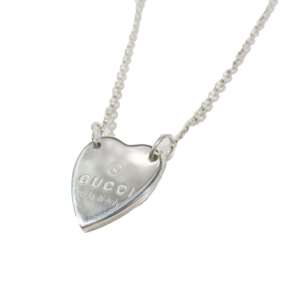 Gucci Polished Trademark Heart Motif Necklace Logo Pendant Silver — view 2