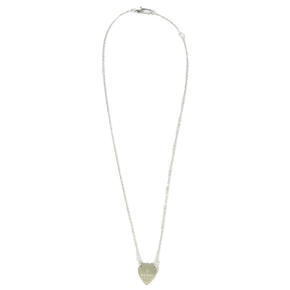 Gucci Polished Trademark Heart Motif Necklace Logo Pendant Silver — view 4