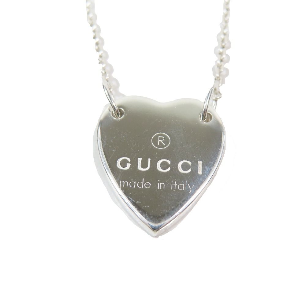 Gucci Polished Trademark Heart Motif Necklace Logo Pendant Silver — view 3