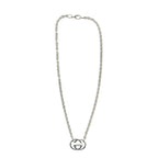 Gucci Polished Interlocking Logo Chain Necklace GG Pendant Silver — view 3