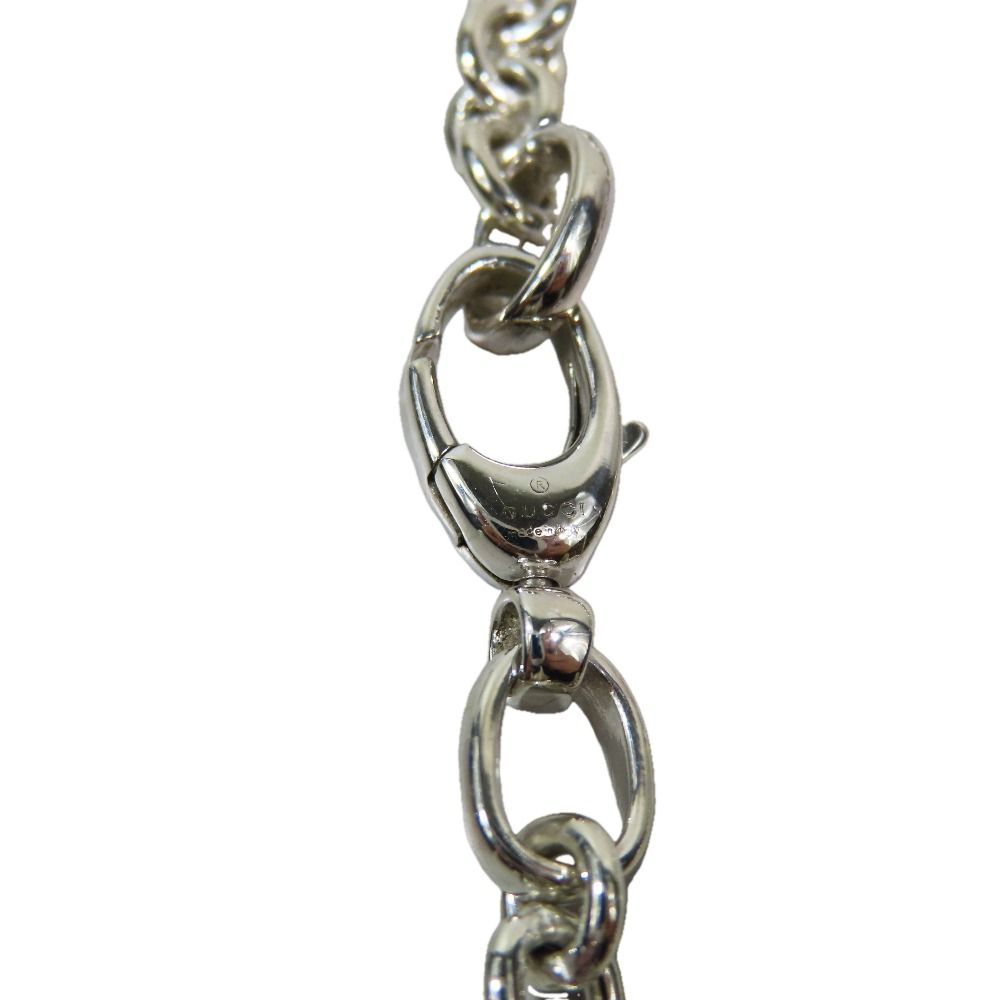 Gucci Polished Interlocking Logo Chain Necklace GG Pendant Silver — view 5