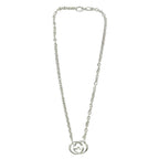 Gucci Polished Interlocking Logo Chain Necklace GG Pendant Silver — view 3