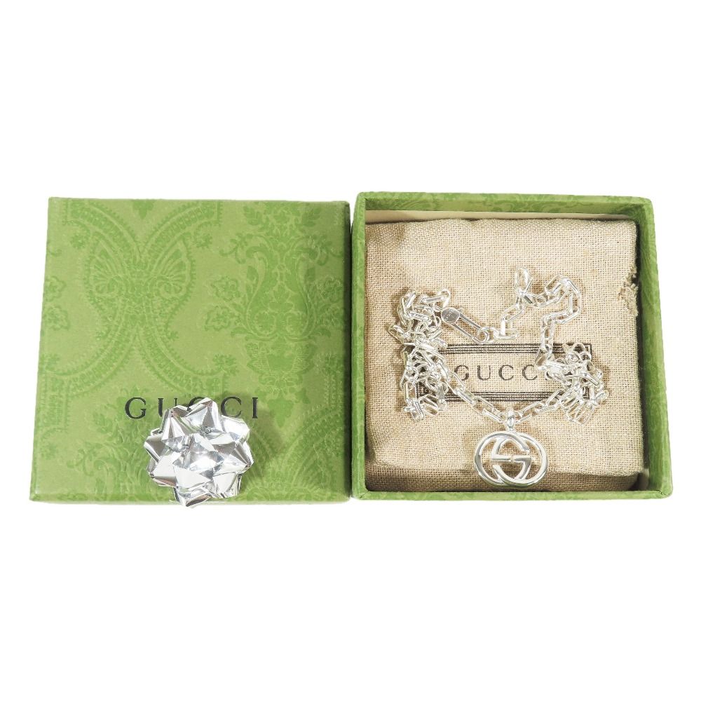 Gucci Polished Interlocking Logo GG Necklace Chain Star Ring Silver — view 6