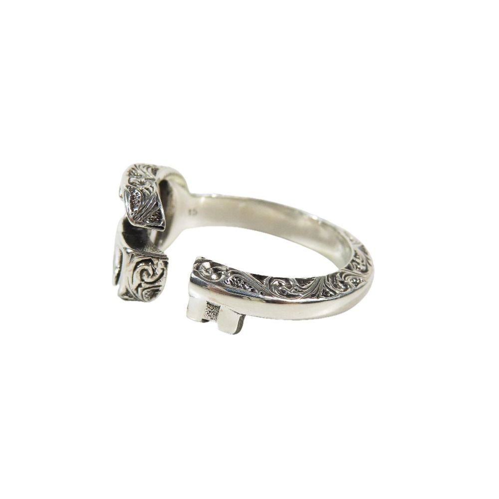 Gucci Polished Arabesque Double Key Motif Ring GG Star Silver — view 3