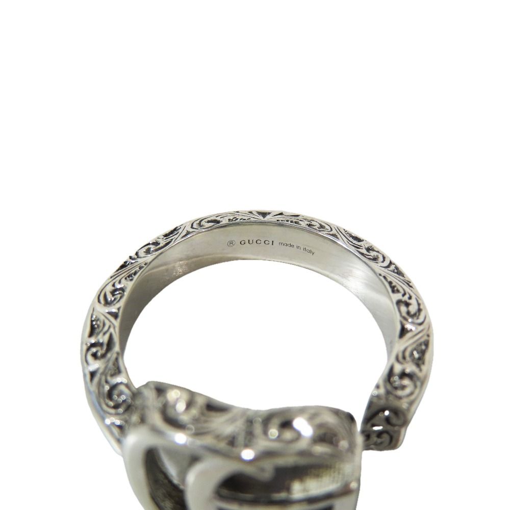 Gucci Polished Arabesque Double Key Motif Ring GG Star Silver — view 6