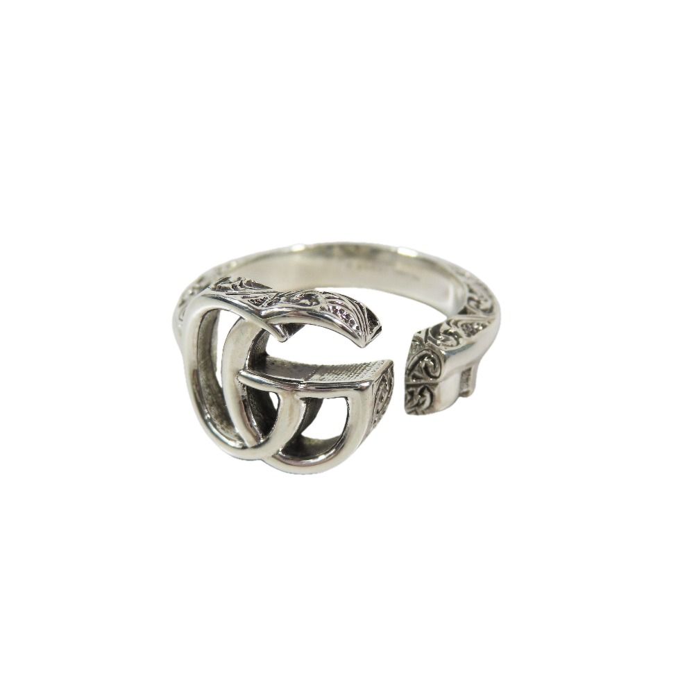 Gucci Polished Arabesque Double Key Motif Ring GG Star Silver — view 2