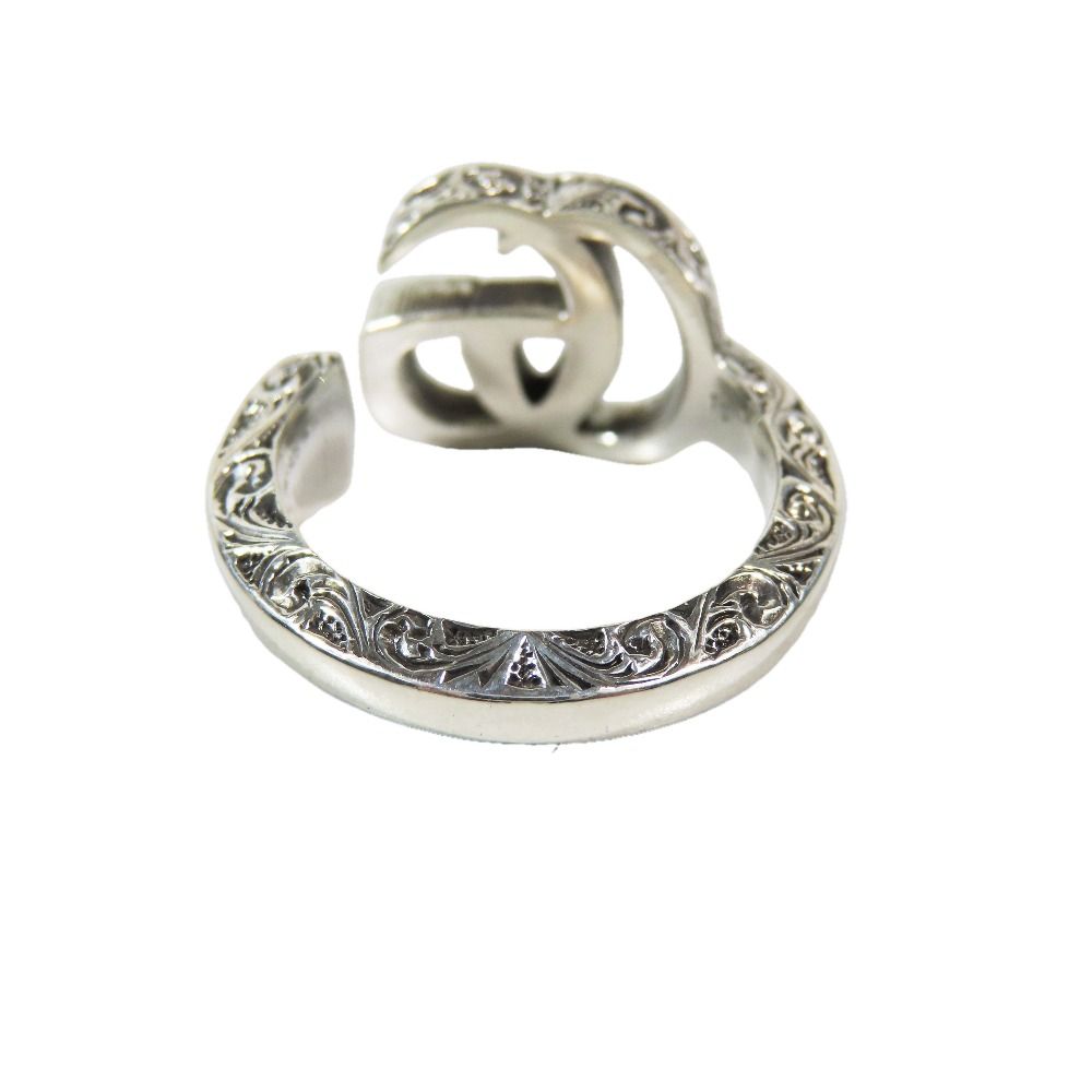 Gucci Polished Arabesque Double Key Motif Ring GG Star Silver — view 4