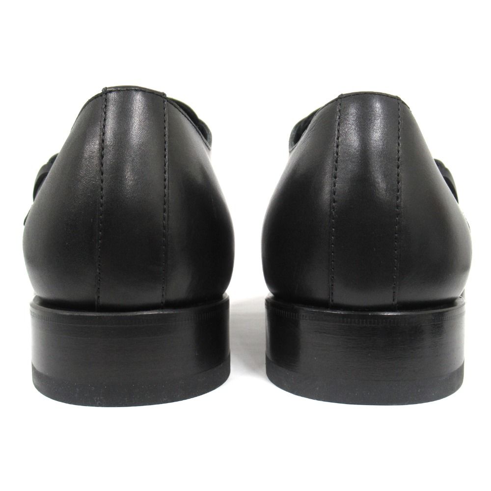 Hermes Strap Dress Business Shoes Leather Silver 40.5 Black — view 4