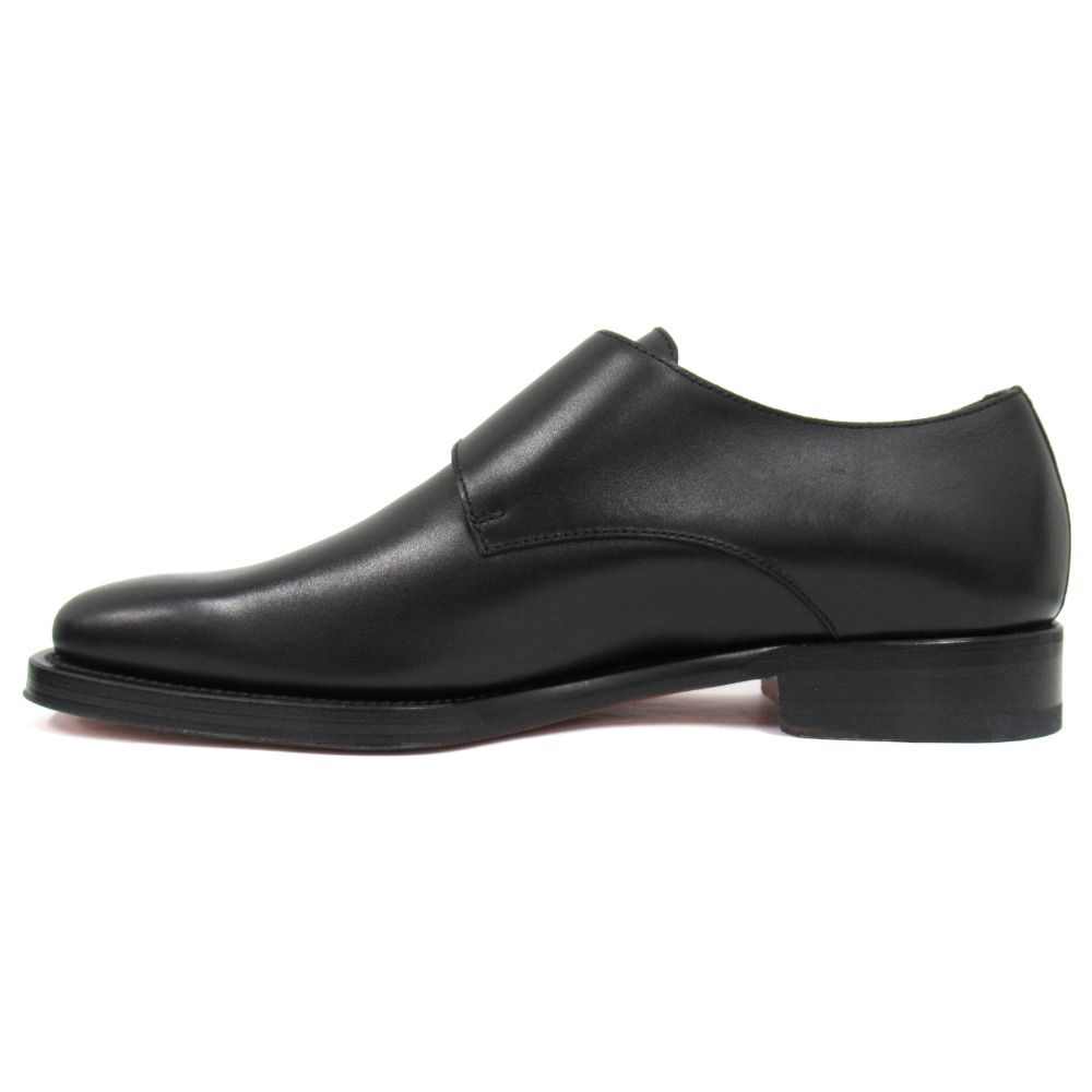 Hermes Strap Dress Business Shoes Leather Silver 40.5 Black — view 2