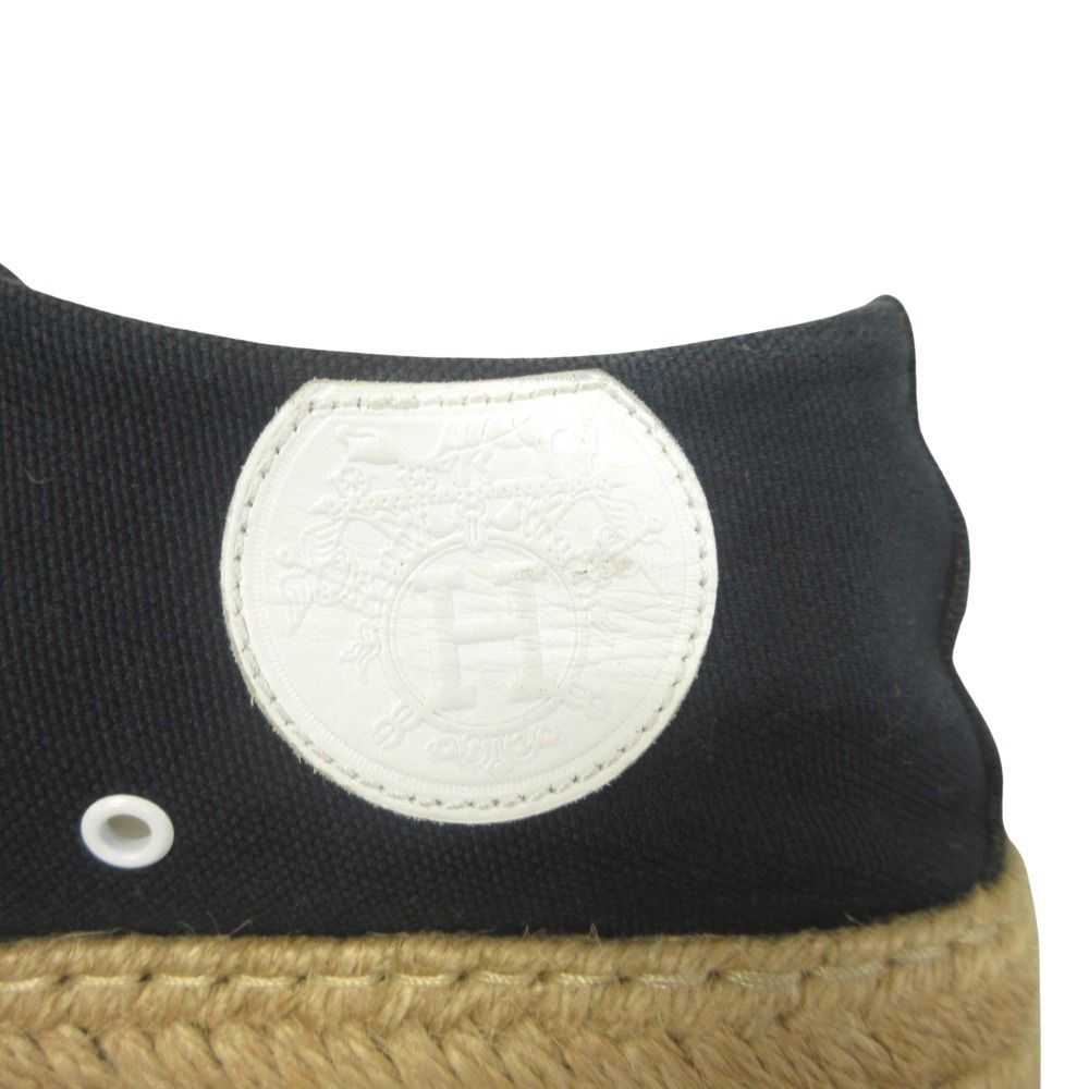 Hermes Rosa Espadrilles Sneakers Shoes Low Cut Canvas Leather Patch — view 6