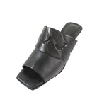 Hermes Hanna 95 Chene Gourmet Motif Leather Sandals Shoes Black — view 4