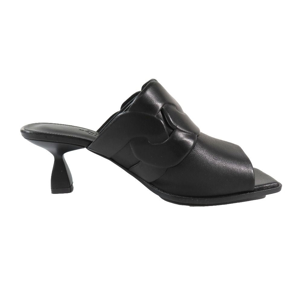 Hermes Hanna 95 Chene Gourmet Motif Leather Sandals Shoes Black — view 2