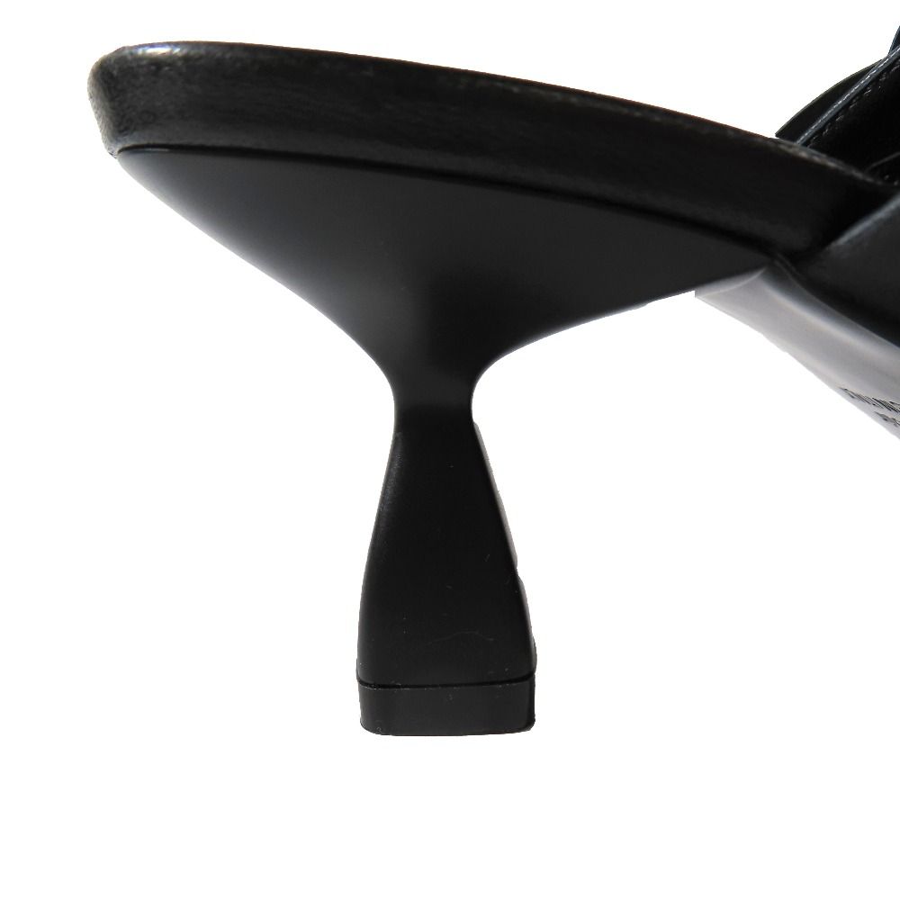 Hermes Hanna 95 Chene Gourmet Motif Leather Sandals Shoes Black — view 9