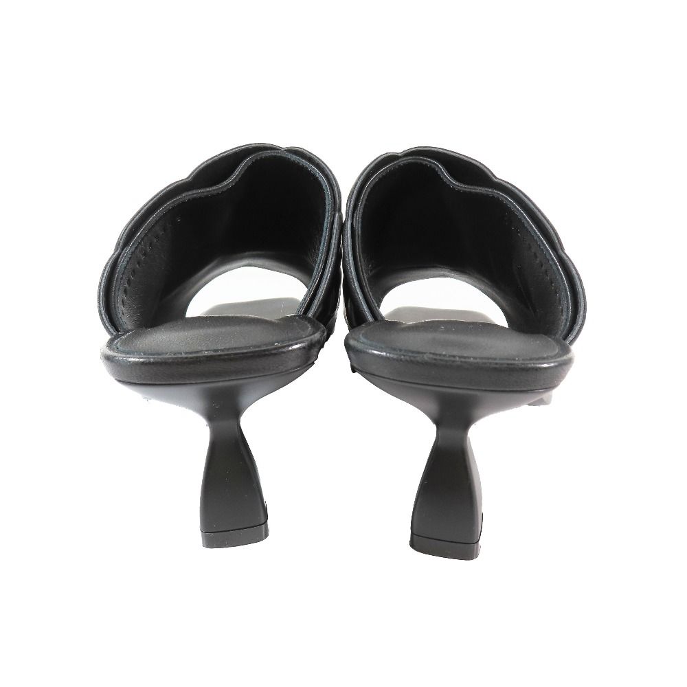 Hermes Hanna 95 Chene Gourmet Motif Leather Sandals Shoes Black — view 5