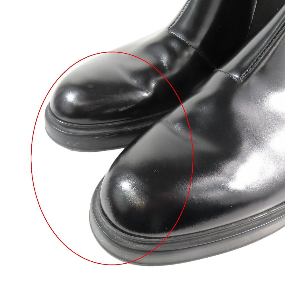 Hermes Side Gore Short Boots Chelsea Calfskin Leather Shoes 44 Black — view 6