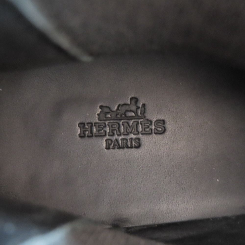 Hermes Side Gore Short Boots Chelsea Calfskin Leather Shoes 44 Black — view 5