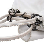 Bottega Veneta Drawstring Shoulder Bag Leather Fringe Purse White Vintage — view 6