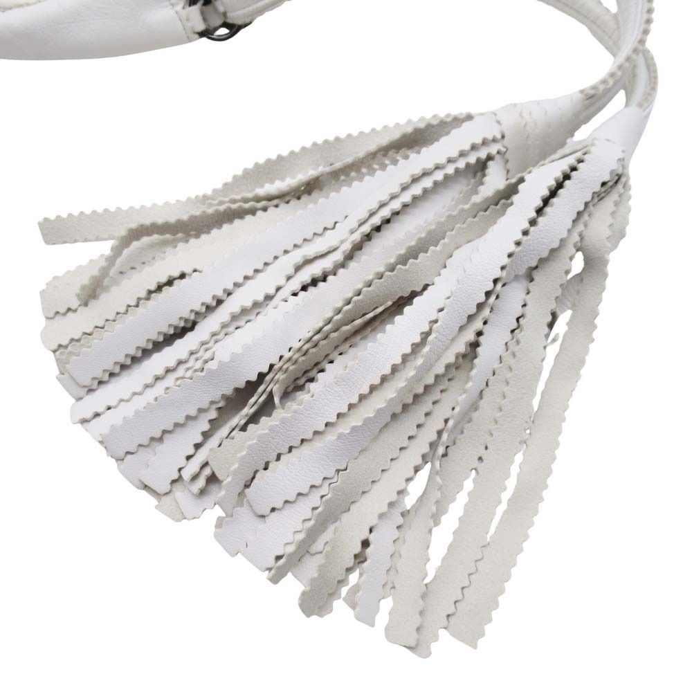 Bottega Veneta Drawstring Shoulder Bag Leather Fringe Purse White Vintage — view 5