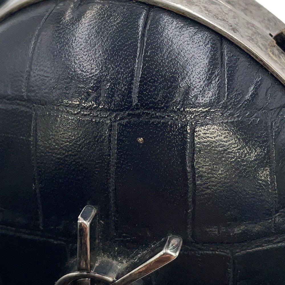 Saint Laurent Paris Chain Shoulder Bag Love Box Croco Embossed Leather Black — view 9