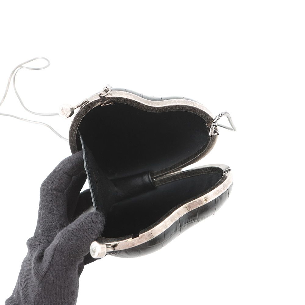 Saint Laurent Paris Chain Shoulder Bag Love Box Croco Embossed Leather Black — view 5